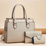 Geo Pattern Triple Piece Tote Set - VELLEGRA