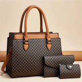 Geo Pattern Triple Piece Tote Set - VELLEGRA