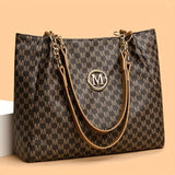 Monogram M Chain Shoulder Tote - VELLEGRA