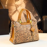 Floral Carved Leather Tote for Elegant Daily Wear