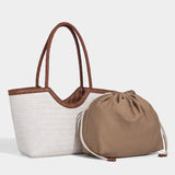 Braided PU Leather Tote Bag with Charm Detail
