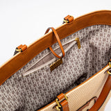 Structured Straw Tote Bag with Leather Tassel Detail