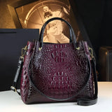 Croc-Embossed Genuine Leather Tote for Work & Daily Style