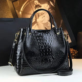 Croc-Embossed Genuine Leather Tote for Work & Daily Style