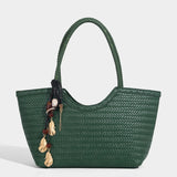 Braided PU Leather Tote Bag with Charm Detail