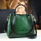 Croc-Embossed Genuine Leather Tote for Work & Daily Style