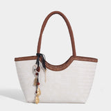 Braided PU Leather Tote Bag with Charm Detail