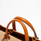 Structured Straw Tote Bag with Leather Tassel Detail