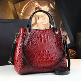 Croc-Embossed Genuine Leather Tote for Work & Daily Style