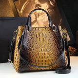Croc-Embossed Genuine Leather Tote for Work & Daily Style