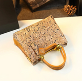Floral Carved Leather Tote for Elegant Daily Wear