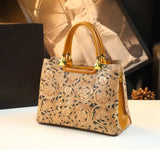 Floral Carved Leather Tote for Elegant Daily Wear