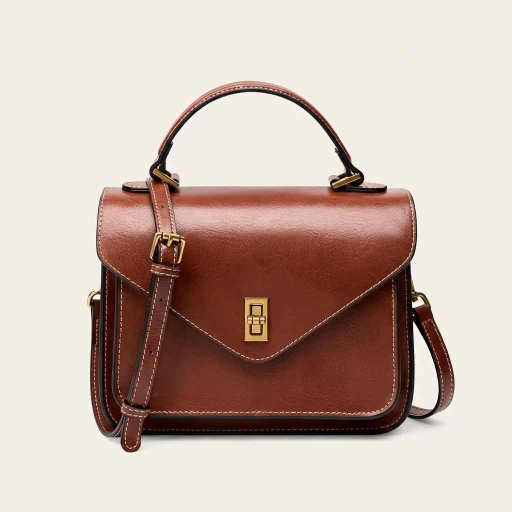 Vellegra Eldara Genuine Leather Top-Handle Crossbody Bag - Vellegra