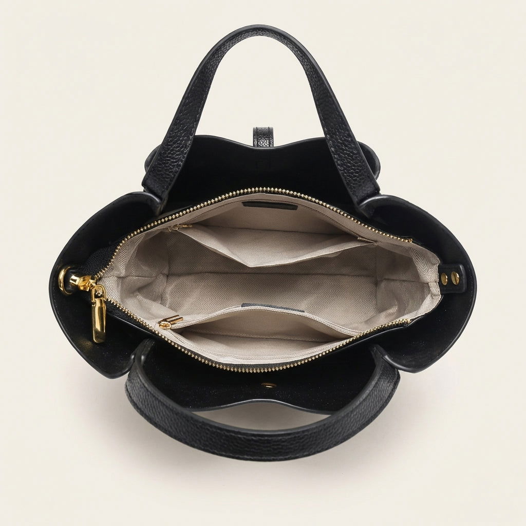 Vellegra Lyra Leather Bucket Bag - Vellegra